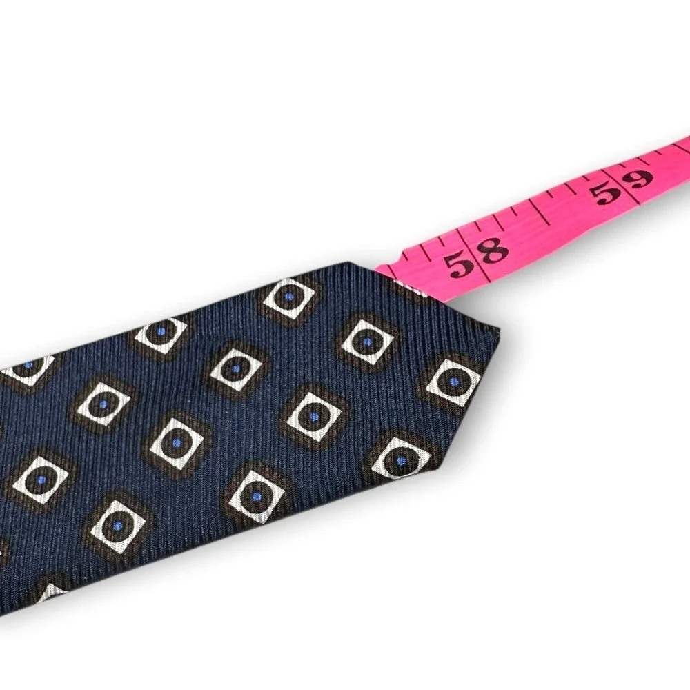 Brooks Brothers Mens Silk Tie Navy Blue Diamond Pattern Made‎ in USA